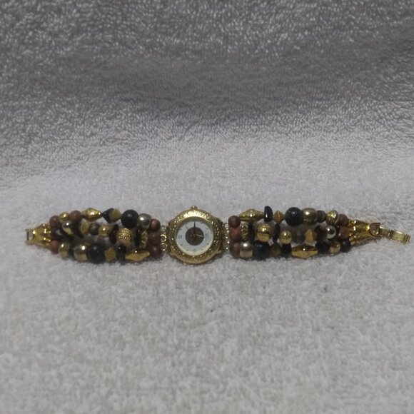 LA Express Quartz Watch Multi-Color Beads Gold Frame New Battery Women Great - Picture 9 of 11